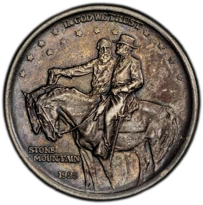 Toned 1925 STONE MOUNTAIN PCGS AU58 Silver Commemorative Half Dollar, 50c Coin - Image 1 of 4
