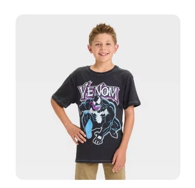 Marvel Venom T-shirt Boys S 6/7 Graphic Black NWT 100% Cotton - Image 1 of 4