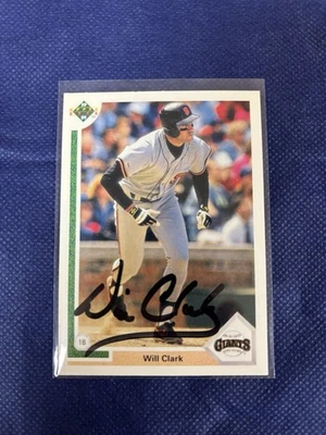 1991 Upper Deck Baseball Will Clark #445 San Francisco Giants Autographed - Image 1 of 2