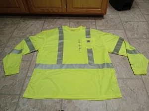 New Carhartt LongSleeve Shirt Mens 2XL Relaxed Fit Workwear Neon Reflective - Picture 1 of 13