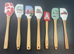 Silicone Spatula Gift Set-7 Christmas Spatulas w/ Wooden Handles - Picture 1 of 10