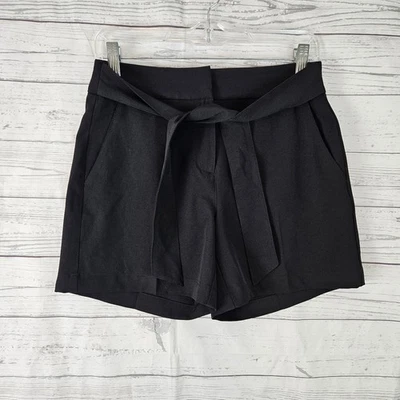 White House Black Market Womens Tie Waist Shorts Sz 2 Black Mid Rise - Image 1 of 4