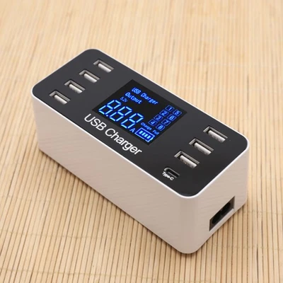 Portable 8 Ports Quick Charge USB 3.0 LED Display Charger Android iPhone Adapter - Imagen 1 de 4