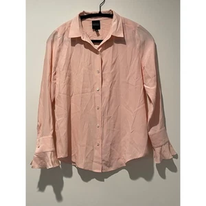 Barneys New York Seide Rüschen Bündchen Top Bluse Rosa Damen Größe 36 - Bild 1 von 5