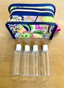 Spartina 449 Reiseetui transparent Blumen Festival mit 4 Behältern NEU! - Bild 1 von 7