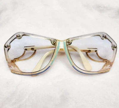 Gafas de sol vintage Cazal - Modelo 860 - blanco, azul, lente degradada azul, verde azulado Foto 1 de 3