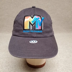 MTV Embroidered Logo Patch Black Adjustable Size Baseball Hat Music Video TV 80s - Picture 1 of 8