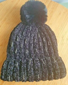 Women's Woolly Bobble Hat Fleeced lined Cable Knit Warm By Equibrilium - Picture 1 of 18