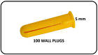 Wall Plugs 5 mm Yellow Fixing Raw Plugs Rawl plugs Brick 100 Wall Plugs