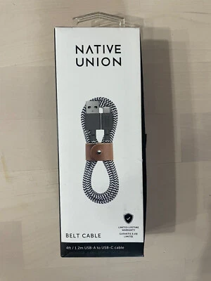 🔥Native Union Belt Cable 4' USB-C to USB-A Cable - Zebra OPEN NEW🔥 - Image 1 of 4
