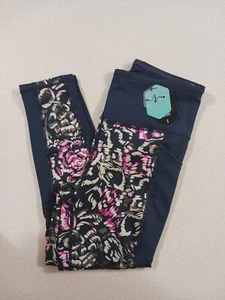 Women's LulaRoe Rise Small Navy/Pink/Black Fitness Tight Pants  - Picture 1 of 5