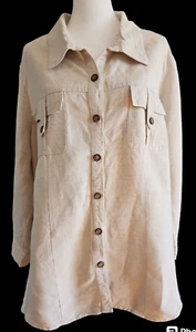 CJ Banks Hemdjacke 2x beige Knopfleiste Leinenmischung RN63823 Freizeit Boho - Bild 1 von 7