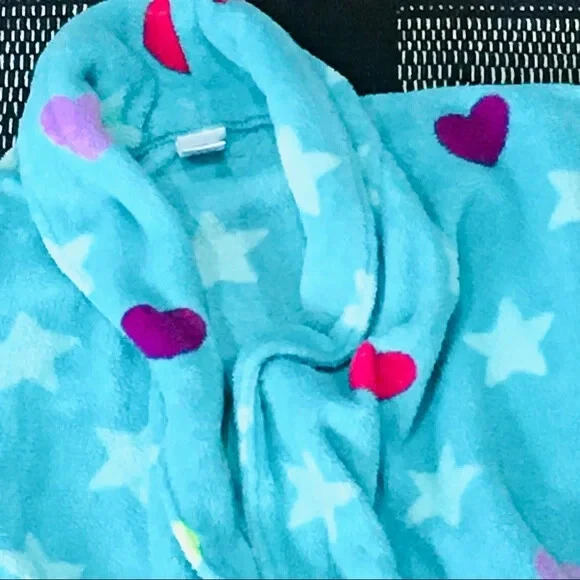 Niña Corazón Verde Azulado Acogedor Ropa de Dormir Bata Pijama XL 10 12 Invierno Foto 1 de 3