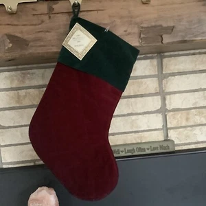 Burgundy Red Green Velvet Christmas Stocking Marseille Collection - Picture 1 of 3