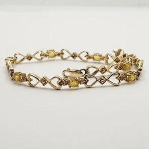Gems TV 9ct Yellow Sapphire Diamond Celtic Line Bracelet 19.5cm Yellow Gold 375 - Picture 1 of 24
