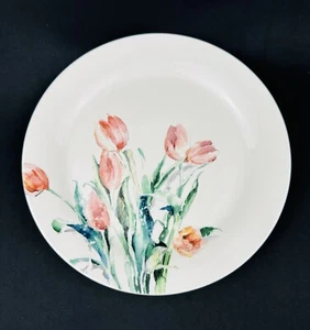 PIER 1 IMPORTS SALAD PLATE 8 3/4 “ SPRING FLORAL TULIPS IRONSTONE EUC - Picture 1 of 3