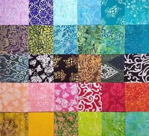 60 Pcs. Precut 3" Squares Beautiful Batik 100% Cotton for Quilting / Patchwork - Picture 1 of 7