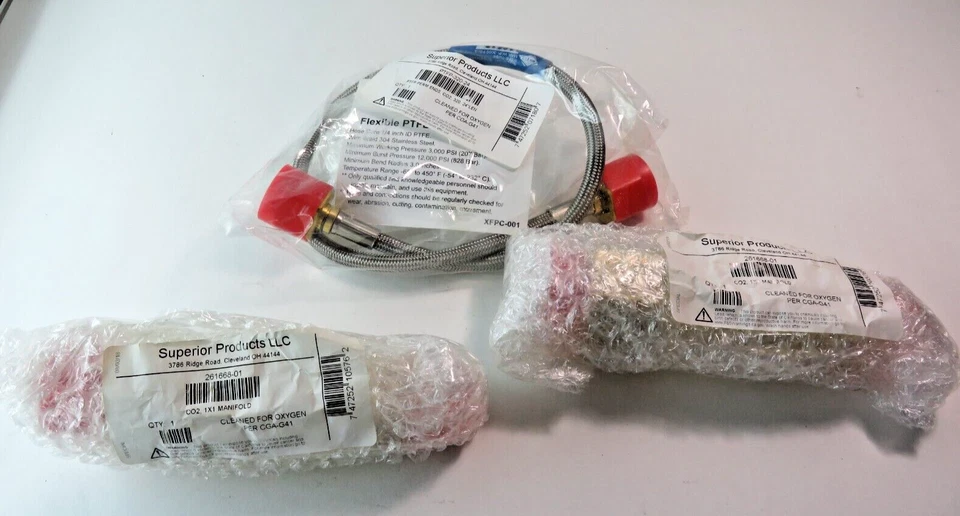 (2) Manguera Superior 261668-01 1x1 colector dióxido de carbono (CO2) PTFP-320-24 Foto 1 de 4