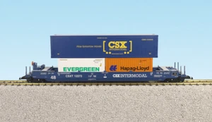 VAGÓN PLANO INTERMODAL TRENES EE. UU. con contenedores - R17129 CSX Azul #1 - Imagen 1 de 1