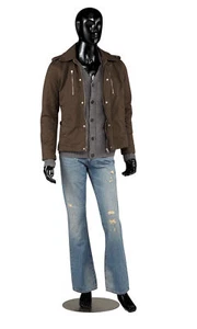 Maniquí de fibra de vidrio camafeo negro brillante masculino altura 6' con base - Imagen 1 de 2
