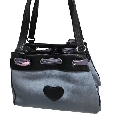 Bolso de Mano Oatsbas Estilo Y2K Mujer Bordado Terciopelo Grande Gris y Rosa Foto 1 de 4