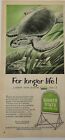 1951+Quaker+State+motor+oil+refing+company+sea+turtle+swimming+vintage+ad