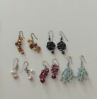 Retro Job Lot Of 5 Multicolour Small Beaded Dangle Pierced Hook Earrings Bundle 