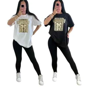 Camiseta con lazo de leopardo Liberty de gran tamaño para dama Camiseta con eslogan de manga corta - Imagen 1 de 5