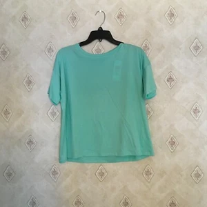 Eileen Fisher XXS Cotton Aqua Jewel Neck Boxy Tee NWT - Picture 1 of 4