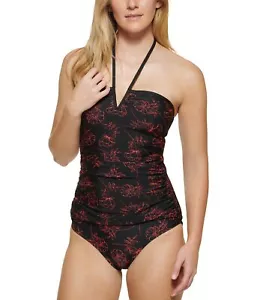 Calvin Klein Womens V Wire Halter Tankini Black/Energy Size MD (US 8-10) - Picture 1 of 2
