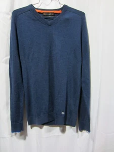 Men's Large Kjus Kulm Engineered Knit V-Neck Merino Wool Pullover - 56 - Blue - Picture 1 of 12