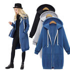 Plus Size Womens Long Sleeve Hooded Zip Up Hoodie Jumper Jacket Cardigan Coat
