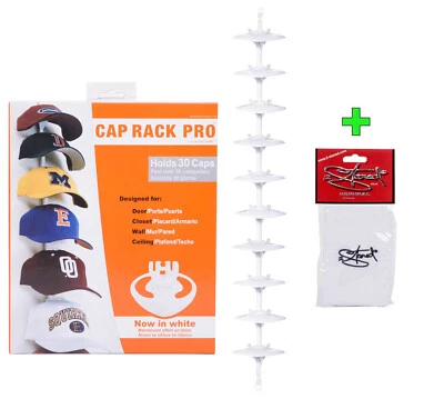 2STONED Cap Rack PRO Kappenhalter in Weiss mit 10 Clips für bis zu 30 Baseball Caps