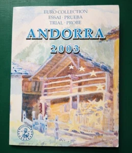 2003 ANDORRA TRIAL EIGHT COIN EURO SET IN A CARD PACK BRILLAINT UNCIRCULATED - Picture 1 of 5