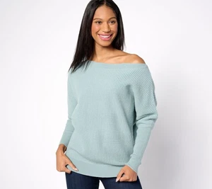 Top suéter para mujer Studio Park talla XL cachemir cuello barco azul A628690 - Imagen 1 de 4