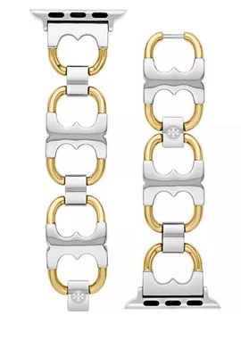 Pulsera Tory Burch de acero inoxidable con eslabones Gemini para Apple Watch® 38 mm/44 mm leer Foto 1 de 4