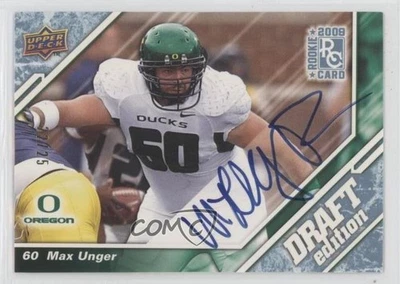 2009 Upper Deck Draft Edition Blue Auto /25 Max Unger #47 Rookie Auto RC - Image 1 of 2