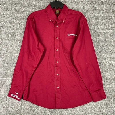 Boeing Button Down Shirt Long Sleeve Red Mens M Employee Uniform Aviation - Image 1 of 4