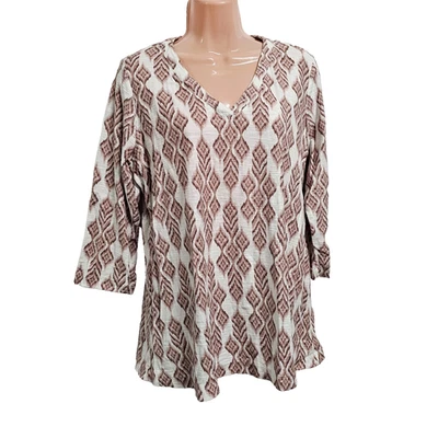 Blusa Top J. Jill Purejill Estampado Occidental Mujer Talla MP Algodón Foto 1 de 4