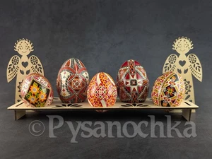 Soporte pysanka de madera contrachapada real para 5 huevos de Pascua de pollo o ganso. Pysanky (ángeles) - Imagen 1 de 15