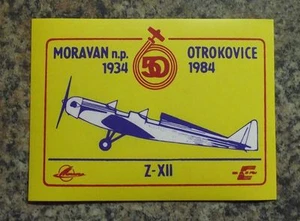 1984 Moravan Zlin Z-XII Z XII Twin Seat Sports Airplane Aircraft Decal Sticker - Picture 1 of 1
