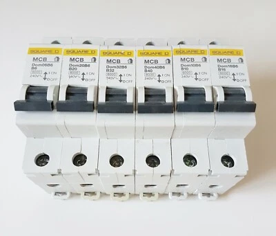 Square D Type B Domae MCB Single Pole Circuit Breaker DOM 6A 10A 16A 20A 32A 40A