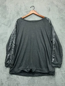 NWT She + Sky Top Shirt Womens Plus 1XL Gray Sequin Blouse Open Long Sleeve 1 - Picture 1 of 7