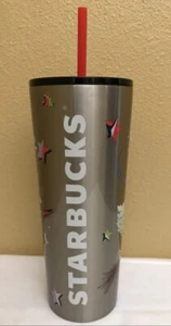 Starbucks Christmas 2023 Festive Stars Ornaments Edelstahl Tumbler 24oz Neu mit Etikett - Bild 1 von 3