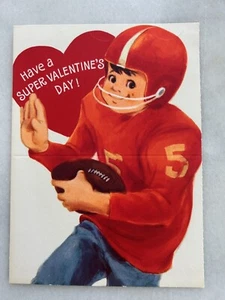 Vintage Valentine Card Hallmark Football Player #5 Jersey Foldable 70's Unused - Picture 1 of 2