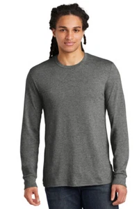 District Made  DM132 Men's Perfect Tri Blend Long Sleeve Crew Tee Shirt Mens - Picture 1 of 15