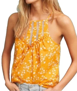 Anthropologie Martell Peasant Prairie Cottage Lace Ruffle Floral Yellow Top MD - Picture 1 of 8
