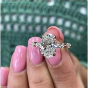 14K Rose Gold Lab Grown Diamond/CVD Wedding Ring IGI Certified Oval Cut 3.10Ct - Picture 1 of 9