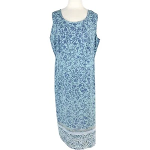 Vintage Los Angeles Sz 16 Sleeveless Shift Maxi Dress Floral w/ Border Detail - Picture 1 of 7