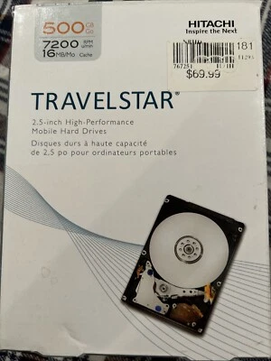Hitachi Travelstar 2.5 inch Hard Drive:7200RPM/16 MB/500GB In Original Box - Image 1 of 3